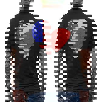 アメリカ日本国旗ハート メンズTシャツ バックプリント - Kawaiitshirt