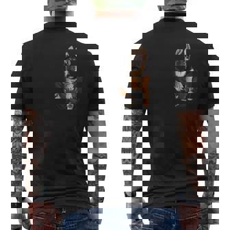 アルザス愛好家のためのポケットに入った面白いジャーマンシェパード メンズTシャツ バックプリント - Kawaiitshirt