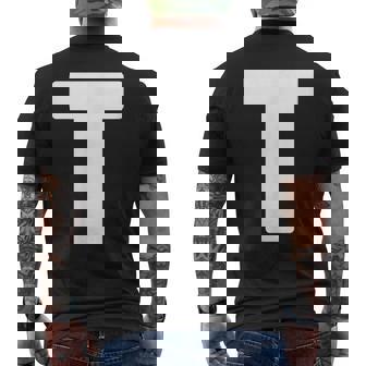 アルファベット T 大文字 モノグラム イニシャル メンズTシャツ バックプリント - Kawaiitshirt