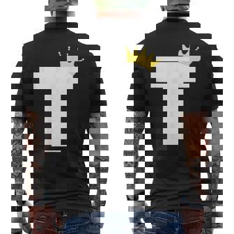 アルファベット T 大文字モノグラム イニシャル キング クイーン クラウン メンズTシャツ バックプリント - Kawaiitshirt