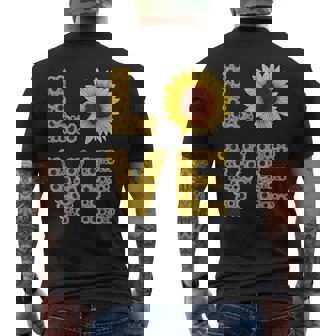 イエロー ひまわり ラブフラワー ひまわり 花柄 かわいい メンズTシャツ バックプリント - Kawaiitshirt