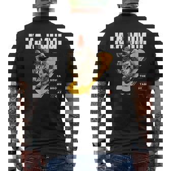 イカ耳ねこ、うずら 猫 キジトラ猫 イカミミ Cat メンズTシャツ バックプリント - Kawaiitshirt