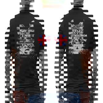 イギリス ユニオンジャック フラッグ イギリス 猫 イギリス メンズTシャツ バックプリント - Kawaiitshirt