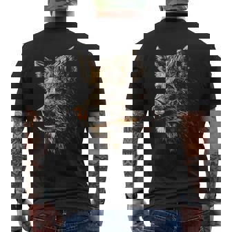 イノシシ 動物 モチーフ イラスト イノシシ メンズTシャツ バックプリント - Kawaiitshirt