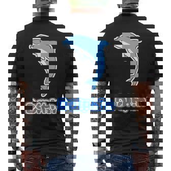 イルカ Dolphin ドルフィン【どうぶつフレンズ】水族館 海の生き物 ゆるくて かわいい 動物 イラスト メンズTシャツ バックプリント - Kawaiitshirt