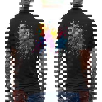 インク ペンキ 飛び散り レインボープリント カラフル イラスト メンズTシャツ バックプリント - Kawaiitshirt