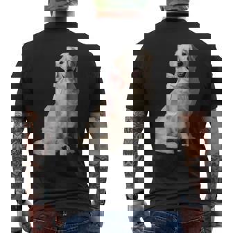 イングリッシュクリーム ゴールデンレトリバー 子犬 ピンク リボン クリーン ガール メンズTシャツ バックプリント - Kawaiitshirt