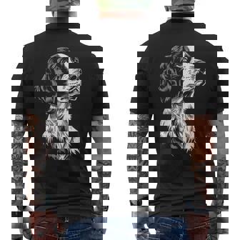 イングリッシュセッター 犬 モチーフ ペット イラスト イングリッシュセッター メンズTシャツ バックプリント - Kawaiitshirt