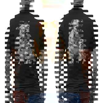 イングリッシュブルドッグの子犬とイングリッシュブルドッグ メンズTシャツ バックプリント - Kawaiitshirt