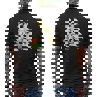 インコ かわいい 小鳥 ペット おもしろ 動物 イラスト メンズTシャツ バックプリント - Kawaiitshirt