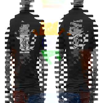 インド国旗 インド猫 メンズTシャツ バックプリント - Kawaiitshirt