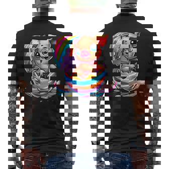 イースターエッグのかわいい赤ちゃん豚の漫画アート。 メンズTシャツ バックプリント - Kawaiitshirt