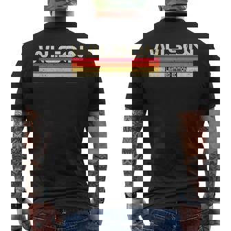 ウィルソン 姓 誕生日 家族 再会 80年代 90年代 夕日 メンズTシャツ バックプリント - Kawaiitshirt