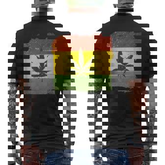 ウィード マリファナ ガンジャ リーフ ラスタ フラッグ 大麻 恋人 ギフト メンズTシャツ バックプリント - Kawaiitshirt