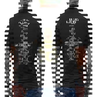 ウェイトリフティング 筋トレ バーベル やる気がないなら家に帰れ 恐竜 ティラノザウルス メンズTシャツ バックプリント - Kawaiitshirt