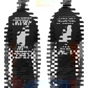 ウェスティ・ドッグを飼っている老人を決して過小評価しないでください メンズTシャツ バックプリント - Kawaiitshirt