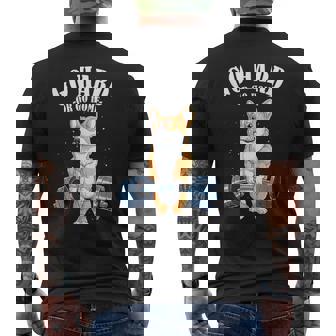 ウェルシュ・コーギー いぬ 犬 筋トレ 筋肉 バーベル ウエイトリフティング メンズTシャツ バックプリント - Kawaiitshirt