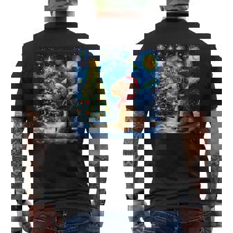 エアデール・テリア 星降る夜 クリスマス ゴッホ 犬の休日 メンズTシャツ バックプリント - Kawaiitshirt