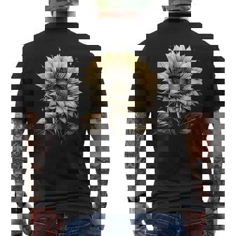 エレガントなビンテージひまわり植物芸術 メンズTシャツ バックプリント - Kawaiitshirt