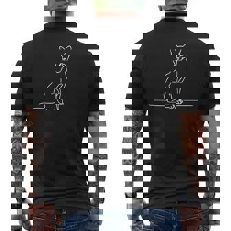 エレガントなラインアート アビシニアン猫 メンズTシャツ バックプリント - Kawaiitshirt