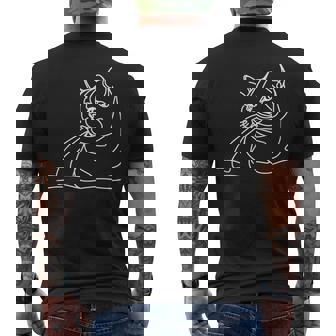 エレガントなラインアート ブリティッシュショートヘアの猫 メンズTシャツ バックプリント - Kawaiitshirt