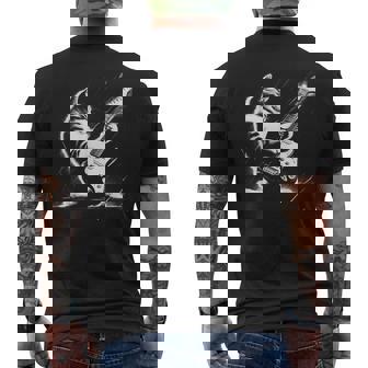 エレキギターで遊ぶ面白いギター猫 メンズTシャツ バックプリント - Kawaiitshirt