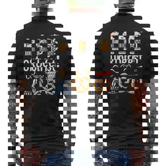 オクトーバーフェストをモチーフにしたビールジョッキ、ヴィースンのプレッツェル メンズTシャツ バックプリント - Kawaiitshirt