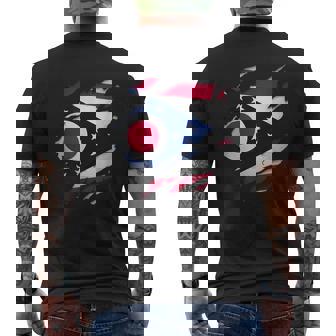 オハイオ州オハイオ州立大学 破れ加工 オハイオ州旗 メンズTシャツ バックプリント - Kawaiitshirt
