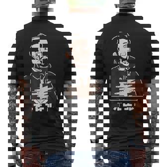 オビエル おもしろ ユーモア 歴史 ジョーク 恐怖 日本史 宣教師 怯える オビエル メンズTシャツ バックプリント - Kawaiitshirt