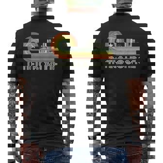 オーストラリア 休暇のお土産 レトロ ビンテージ スカイライン メルボルン メンズTシャツ バックプリント - Kawaiitshirt