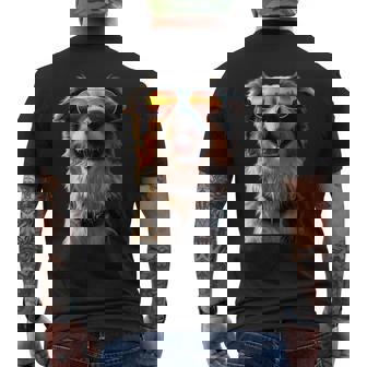オーストラリアン・シェパード＆サングラス 愛犬家 シェパード メンズTシャツ バックプリント - Kawaiitshirt