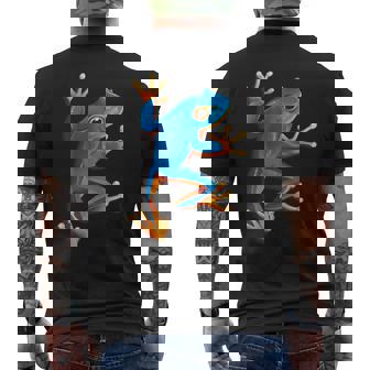 カエルの恋人-青いカエル メンズTシャツ バックプリント - Kawaiitshirt
