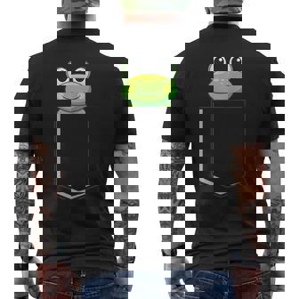 カエルポケットにカエルポケットペットカエルグリーンカエルポケット メンズTシャツ バックプリント - Kawaiitshirt