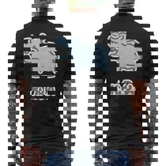 カバ くん Kaba【どうぶつフレンズ】動物園 ゆるくてかわいい キャラクター イラスト メンズTシャツ バックプリント - Kawaiitshirt