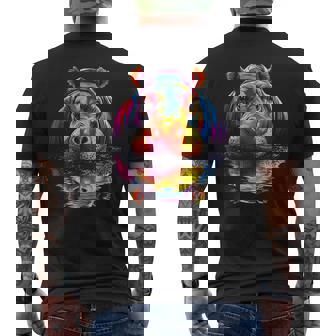 カバ カラフル アート 動物 かわいい グラフィック モチーフ カバ メンズTシャツ バックプリント - Kawaiitshirt