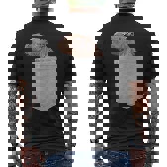 カピバラ フェイク ポケット カピバラ げっ歯類 げっ歯類 アニマル ノベルティ メンズTシャツ バックプリント - Kawaiitshirt