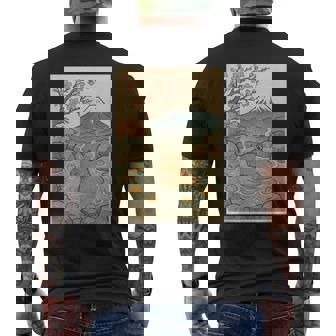 カピバラ 桜と温泉のカワイイアート メンズTシャツ バックプリント - Kawaiitshirt