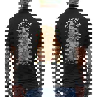 カピバラ山 かわいい 寝ているカピバラの恋人 メンズTシャツ バックプリント - Kawaiitshirt