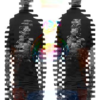 カメ カラフル Popart レインボー 爬虫類 かわいい亀 メンズTシャツ バックプリント - Kawaiitshirt