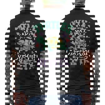 カメがすべてを良くするかわいい陸亀 メンズTシャツ バックプリント - Kawaiitshirt