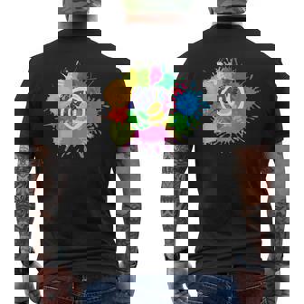 カラフル スプラッター ペイント 水彩 スマイル フェイス ユニセックス メンズTシャツ バックプリント - Kawaiitshirt