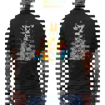 カラフルなキリン 動物 恋人 スプラッシュアート メンズTシャツ バックプリント - Kawaiitshirt