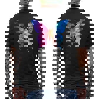 カラフルなシルエット抽象的な水彩蝶 メンズTシャツ バックプリント - Kawaiitshirt