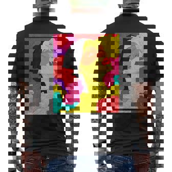 カラフルなドリームスケープ – シュールな顔と抽象的な波 メンズTシャツ バックプリント - Kawaiitshirt