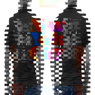 カラフルなニューヨークシティファッショングラフィックtシャツ、ニューヨーク市 メンズTシャツ バックプリント - Kawaiitshirt