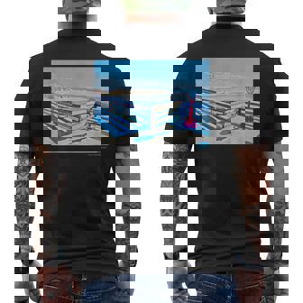 カリフォルニアの桟橋からのカラフルな海の景色 メンズTシャツ バックプリント - Kawaiitshirt