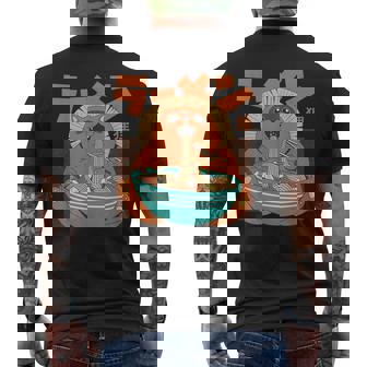 カワイイ ラーメンタヌキ妖怪 オタク アニメ 漫画 メンズTシャツ バックプリント - Kawaiitshirt