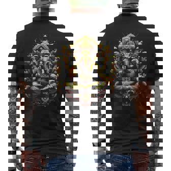 ガネーシュ ヨガ ヒンドゥー教 象 神 ガネーシャ プージャ ナマステ メンズTシャツ バックプリント - Kawaiitshirt