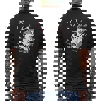 キジ白猫ぐっすり眠る猫ちゃん 猫好き メンズTシャツ バックプリント - Kawaiitshirt