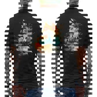 キツネアート メンズTシャツ バックプリント - Kawaiitshirt